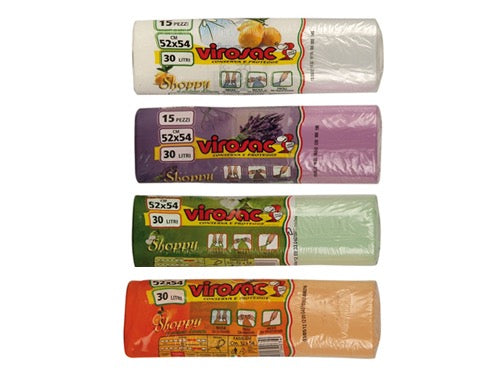 Buste pattumiera Shoppy 52x54 cm. con manici raccolta differenziata. Prezzo per Confezione.