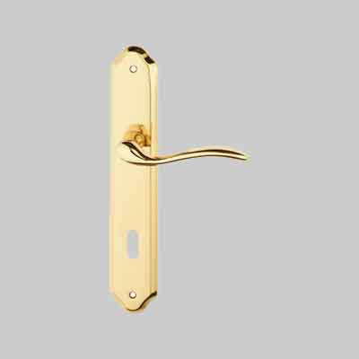 MANIGLIA 'MINORCA' CON PLACCA Oro lucido. Prezzo per Coppia.