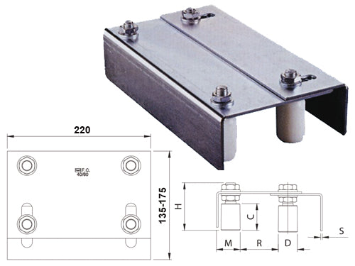 Supporti Comunello guida con 4 olive 255. Prezzo per Pezzo.