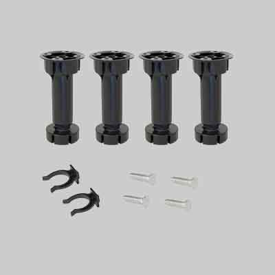 KIT PIEDI CON BASE E PINZA PER MOBILI Ø 40mm, mm 100 - 130h. Prezzo per Confezione.