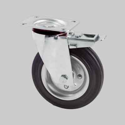 RUOTA INDUSTRIALE GIREVOLE CON FRENO IDEAL STAR mm 200 - portata kg 200. Prezzo per Pezzo.