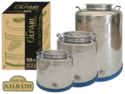 Bidoni contenitori inox per olio OliVari Blindo. Prezzo per Pezzo.