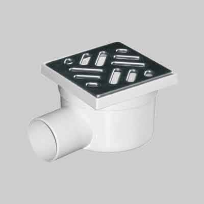 CHIUSINO CON SCARICO LATERALE GRIGLIA INOX cm 15x15 - scarico Ø mm 50. Prezzo per Pezzo.