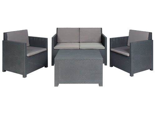 Set rattan Aurelia antracite divano tavolo e poltrone. Prezzo per Pezzo.