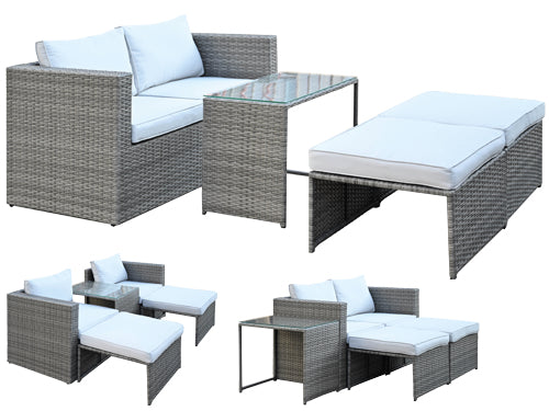 Set rattan Combo divano tavolo e poltrone. Prezzo per Pezzo.