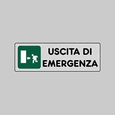 ETICHETTA 'USCITA DI EMERGENZA SX' cm 15x5. Prezzo per Pezzo.