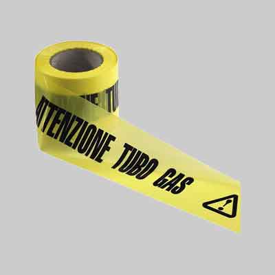 NASTRO SEGNALETICO 'ATTENZIONE TUBO GAS' cm 10 x mt 200. Prezzo per Pezzo.