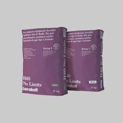 COLLA PER PIASTRELLE 'H40 NO LIMITS' KERAKOLL Kg 25 - Col. Grigio. Prezzo per Chilo.
