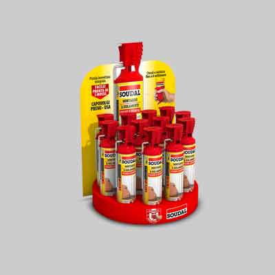 ESPOSITORE DA BANCO 'GENIUS GUN' SOUDAL 12 pezzi. Prezzo per Confezione.