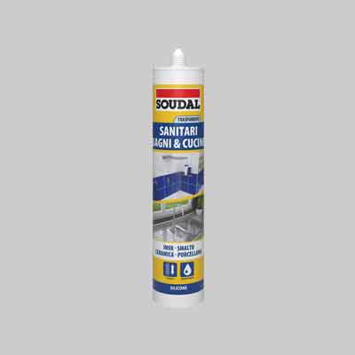 SILICONE ACETICO SANITARI SOUDAL ml 300 - Bianco. Prezzo per Pezzo.