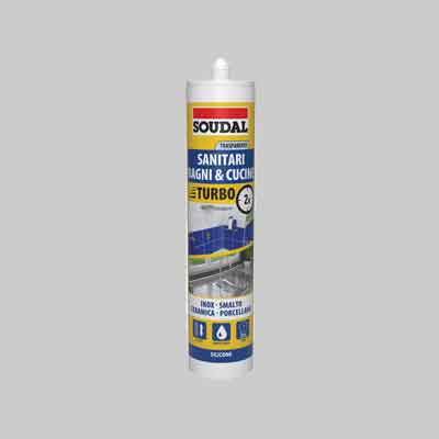 SILICONE ACETICO SANITARI 'TURBO' SOUDAL ml 300 - Trasparente. Prezzo per Pezzo.