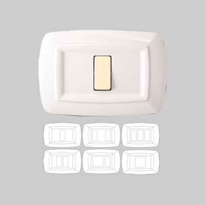 PLACCA COPRINTERRUTTORI 'TONDO'' BIANCA Per UNEL+1 modulo. Prezzo per Pezzo.