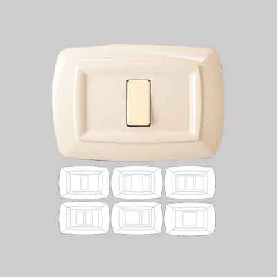 PLACCA COPRINTERRUTTORI 'TONDO'' AVORIO 1 modulo. Prezzo per Pezzo.