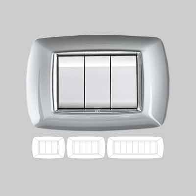 PLACCA COPRINTERRUTTORI ALLUMINIO CHIARO 'MYLIFE' 3 moduli. Prezzo per Pezzo.