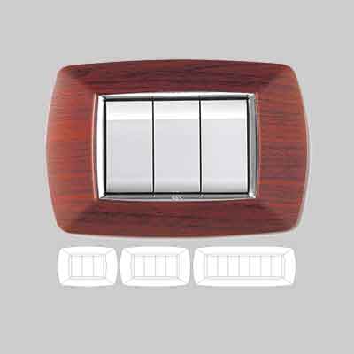 PLACCA COPRINTERRUTTORI LEGNO SCURO 'MYLIFE' 3 moduli. Prezzo per Pezzo.