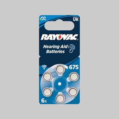PILA PER ACUSTICA 'RAYOVAC 675' blister 6 pezzi. Prezzo per Pezzo.