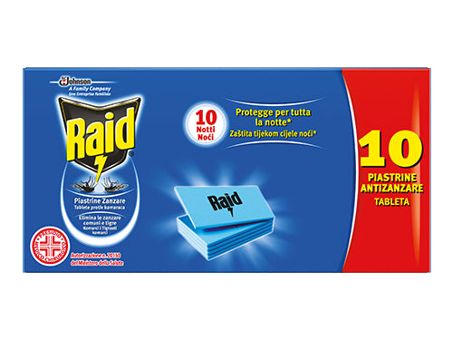 Piastrine antizanzare per elettroemanatori Raid. Prezzo per Pezzo.