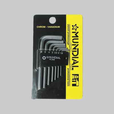 SERIE CHIAVI MASCHIO ESAGONALE MUNDIAL 7 pezzi (mm 1,5÷6). Prezzo per Confezione.
