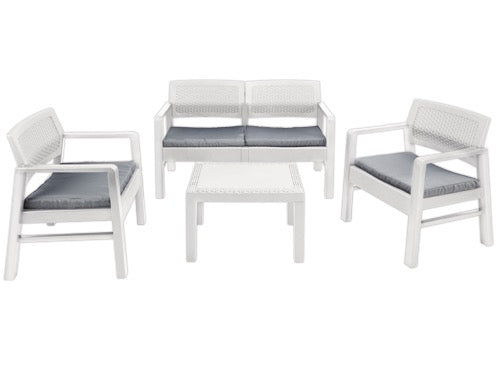 Set Kilimanjaro bianco divano tavolo e poltrone. Prezzo per Pezzo.