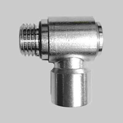 RACCORDO GIREVOLE 'L' ATTACCO FEMMINA mm 1/4"x1/4". Prezzo per Pezzo.