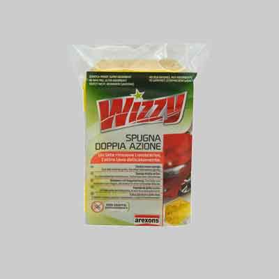 SPUGNA DOPPIA AZIONE 'WIZZY' AREXONS cm 17x11x7. Prezzo per Pezzo.