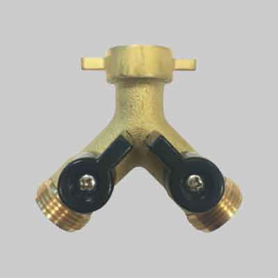 PRESA A RUBINETTO DOPPIA USCITA OTTONE F3/4" x M3/4" x M3/4". Prezzo per Pezzo.