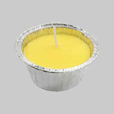 MINI FIACCOLA ALLA CITRONELLA IN STAGNOLA Ø cm 8,5x4h - conf. 2 pezzi. Prezzo per Confezione.