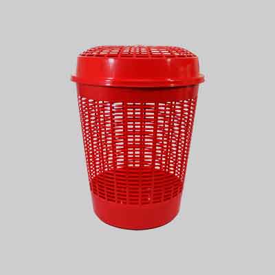 CESTA TRAFORATA PORTABIANCHERIA 'EUROPA' Ø 46,5 x h 56 cm, 65 lt - Col. Rosso. Prezzo per Pezzo.