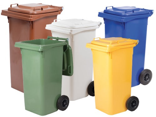 Bidoni quadri 120 Lt. con ruote per rifiuti raccolta differenziata. Prezzo per Pezzo.