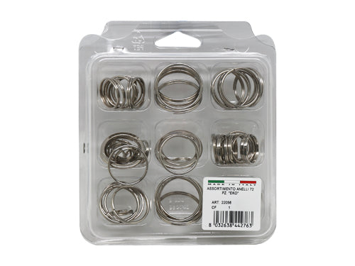 Assortimento anelli portachiavi. Prezzo per Confezione.