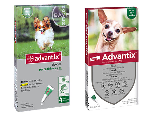 Antiparassitari Bayer Advantix Spot On cani fino a 4 kg. Prezzo per Pezzo.