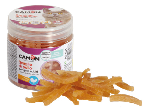 Snack Scaglie Pollo per gatti Camon. Prezzo per Confezione.