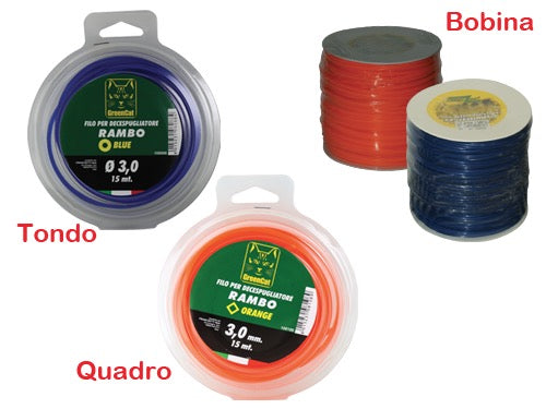 Fili professionali Green Cat per decespugliatori. Prezzo per rotolo.