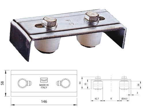 Supporti Comunello guida con 2 olive 247. Prezzo per Pezzo.