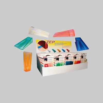 FERMAPORTE A CUNEO 'ZEP' Trasparente colorato - blister 2 pezzi. Prezzo per Confezione.