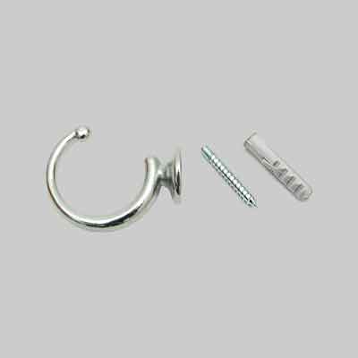 GANCETTO PER TENDAGGI LEGGERO mm 40 - Cromo - blister 2 pezzi. Prezzo per Confezione.