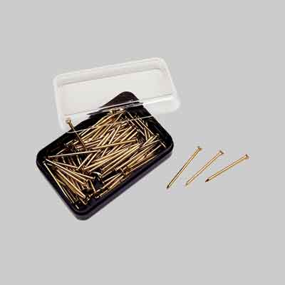 CHIODINI PER GANCI PER QUADRI OTTONATI mm 25 - scatolina 100 pezzi. Prezzo per Confezione.