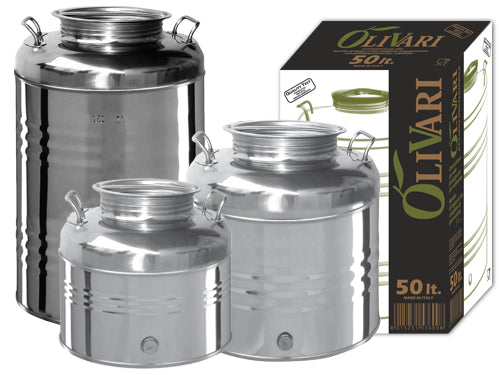 Bidoni contenitori inox per olio OliVari. Prezzo per Pezzo.