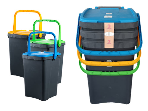 Pattumiere antirandagismo raccolta differenziata 50 Lt. Set 3 Pz. Prezzo per Confezione.