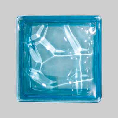 VETROMATTONE ONDULATO CELESTE cm 19x19x8. Prezzo per Pezzo.