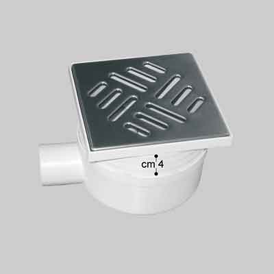 CHIUSINO CON SCARICO LAT. TELESCOPICO GRIGLIA INOX cm 11,5x11,5 - scarico Ø mm 50. Prezzo per Pezzo.