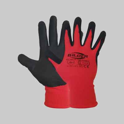 GUANTO POLIESTERE/NITRILE SABBIATO Tg. 8. Prezzo per paio.