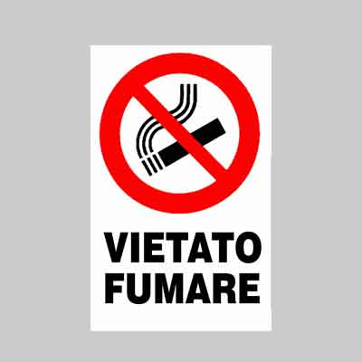 CARTELLO 'VIETATO FUMARE' cm 20x30. Prezzo per Pezzo.