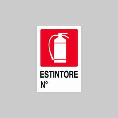 CARTELLO 'ESTINTORE N°' cm 20x30. Prezzo per Pezzo.