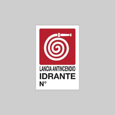 CARTELLO 'IDRANTE N°' cm 20x30. Prezzo per Pezzo.