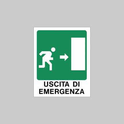 CARTELLO 'USCITA DI EMERGENZA DX' cm 20x30. Prezzo per Pezzo.