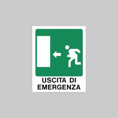 CARTELLO 'USCITA DI EMERGENZA SX' cm 20x30. Prezzo per Pezzo.