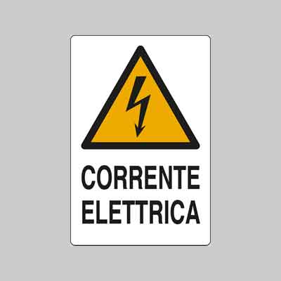 CARTELLO 'CORRENTE ELETTRICA' 20x30 cm. Prezzo per Pezzo.