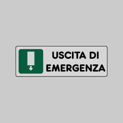 ETICHETTA 'USCITA DI EMERGENZA' cm 15x5. Prezzo per Pezzo.