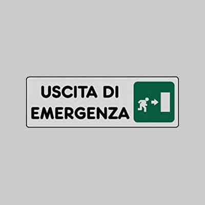 ETICHETTA 'USCITA DI EMERGENZA DX' cm 15x5. Prezzo per Pezzo.